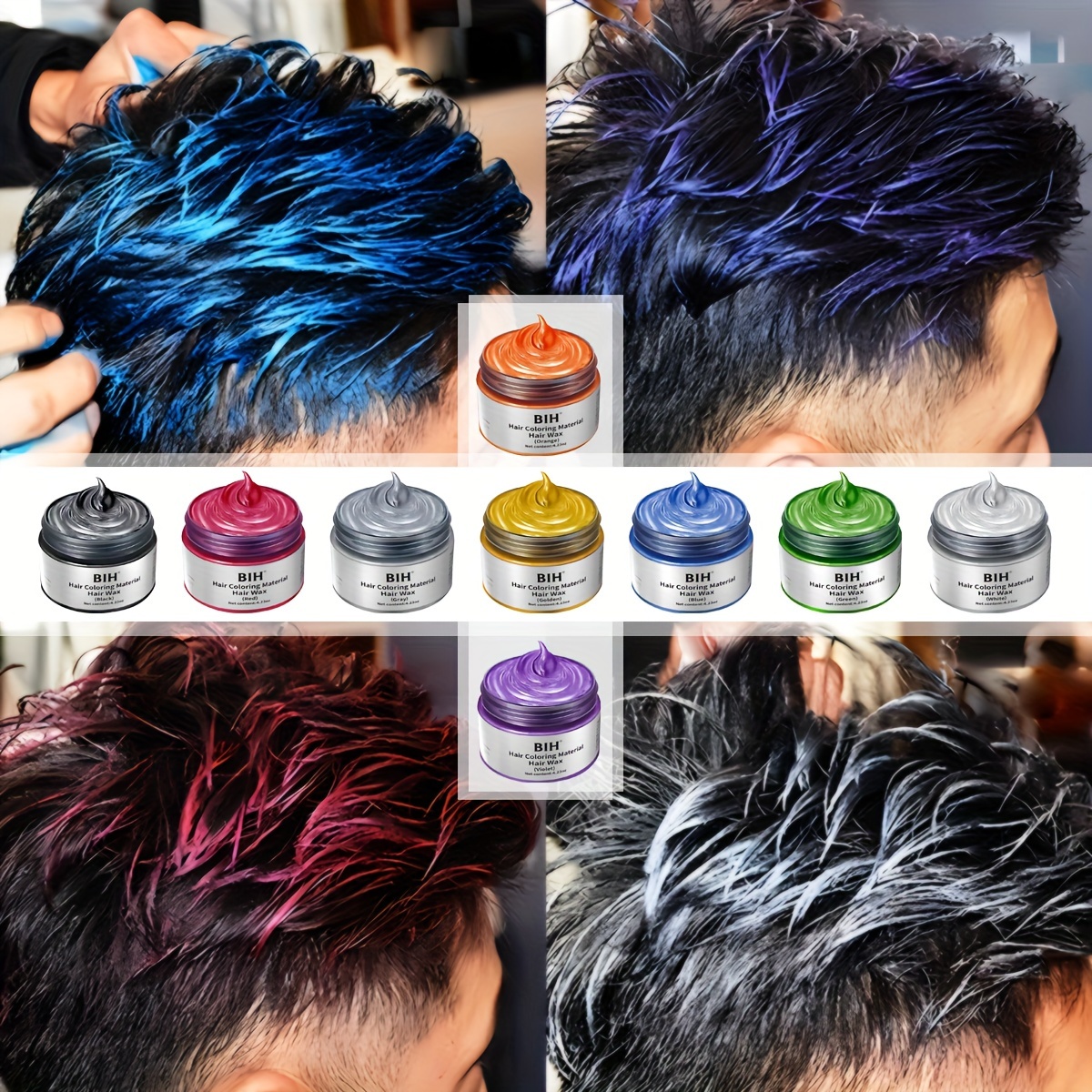 

Temporary Hair Color Mud - Easy Wash, Natural Hold For Daily Styling & Special Occasions - Available In Gray, Black, White, Blue, Purple, Red, Green, Golden Permanent Hair Dye Hair Dye Accessories