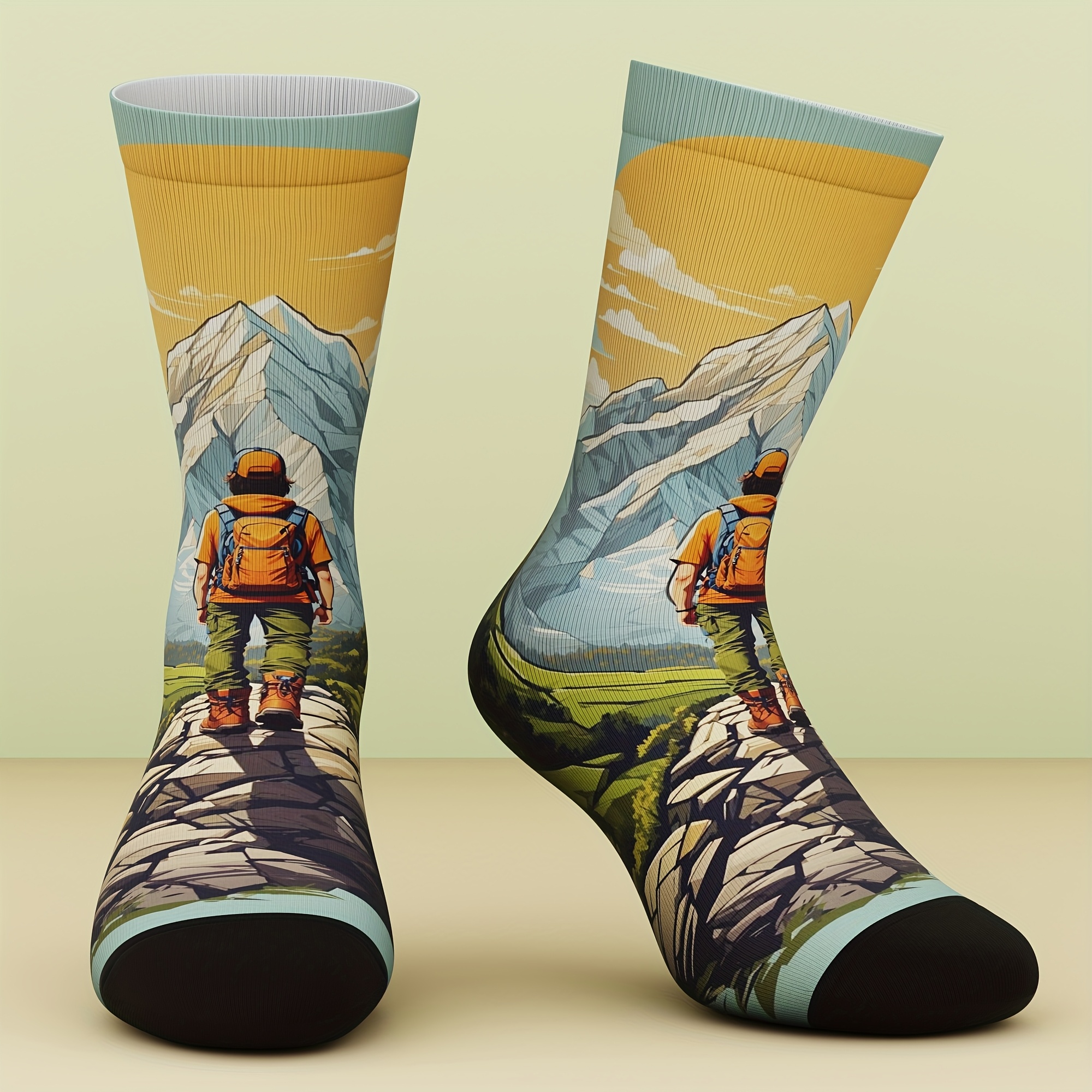 E-shop 1 Paar Unisex-Socken mit Outdoor-Reisethema, lustig , bequem atmungsaktiv, geeignet für Outdoor-Sport, für alle Jahreszeiten, maschinenwaschbar,