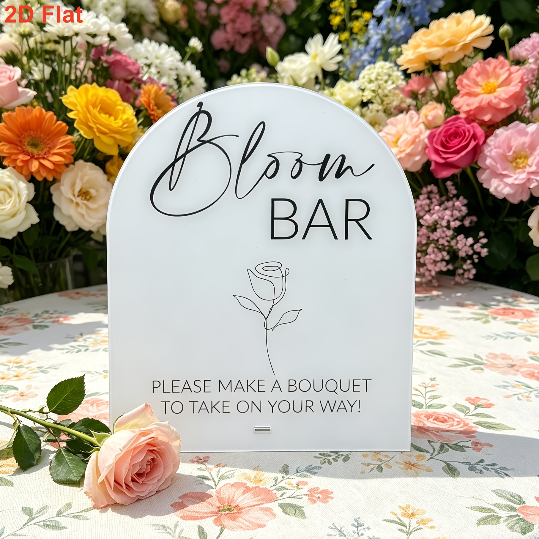 TEMU 2d Flat, 1pc Acrylic Sign, Make A Bouquet Flower Bar Party Supplies, Bridal Shower Wedding Birthday Decor, 2d Flat