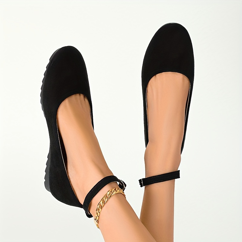 womens elegant black flat shoes with cover   round toe and ankle strap versatile casual retro style for   cute shoes