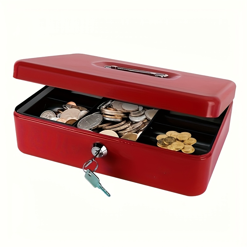 Lockable Cash Box – Lightweight Money Storage For Change, Petty Cash, Deposits, Valuables, With Key Lock & Handle (ABS)