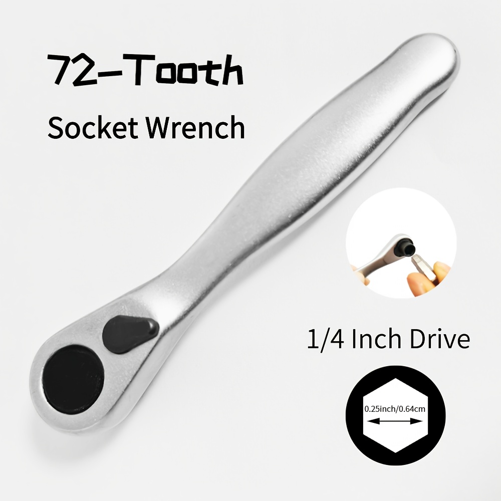 E-shop Kompakter 72-Zahn Mini-Steckschlüssel, umkehrbarer Sechskantkopf für schnelle mühelose Anwendung, 1/4-Zoll-Antrieb, tragbares Design ideal für