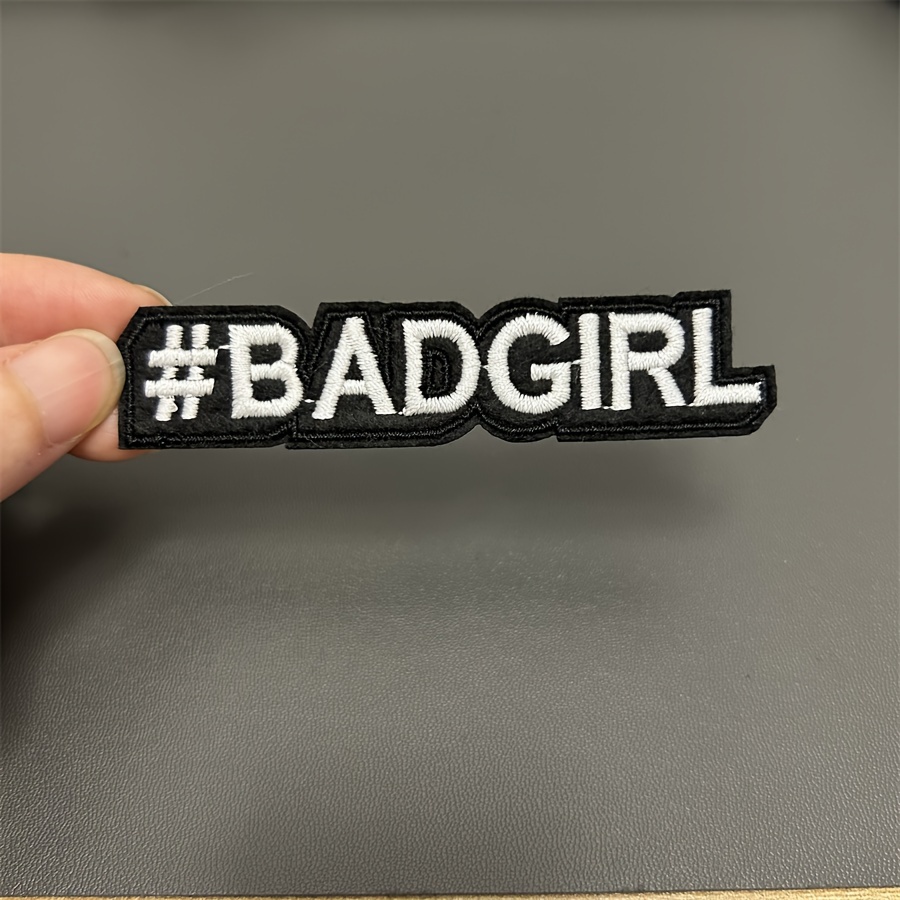 1pc #badgirl Embroidered Iron-on Patch, Polyester Applique Badge For T-shirts And Clothing Decoration, Sew-on Accessory
