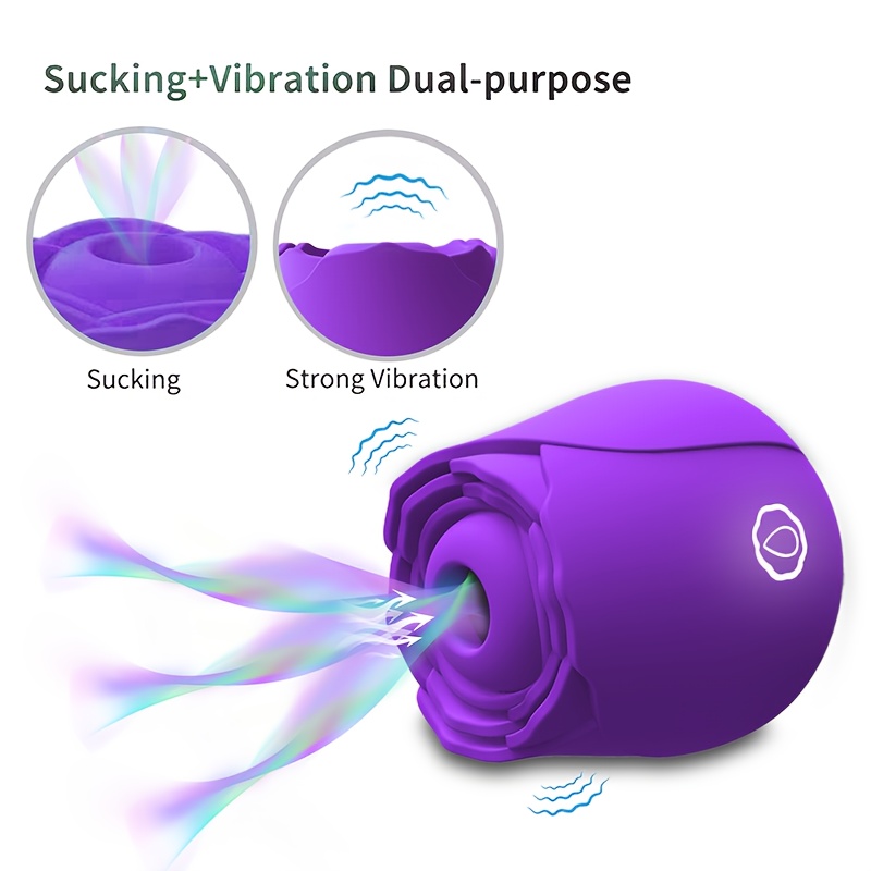 Dildo - Sucking Vibrator Rose Sex Toy G Spot Vibrator - Clitoral Nipple Massage Sucking Vibrator - Bullet Vibrator Dildo - 10 Powerful Modes, Anal Toys For Couple, Woman Pleasures Toy [Valentine'S Day Gift]