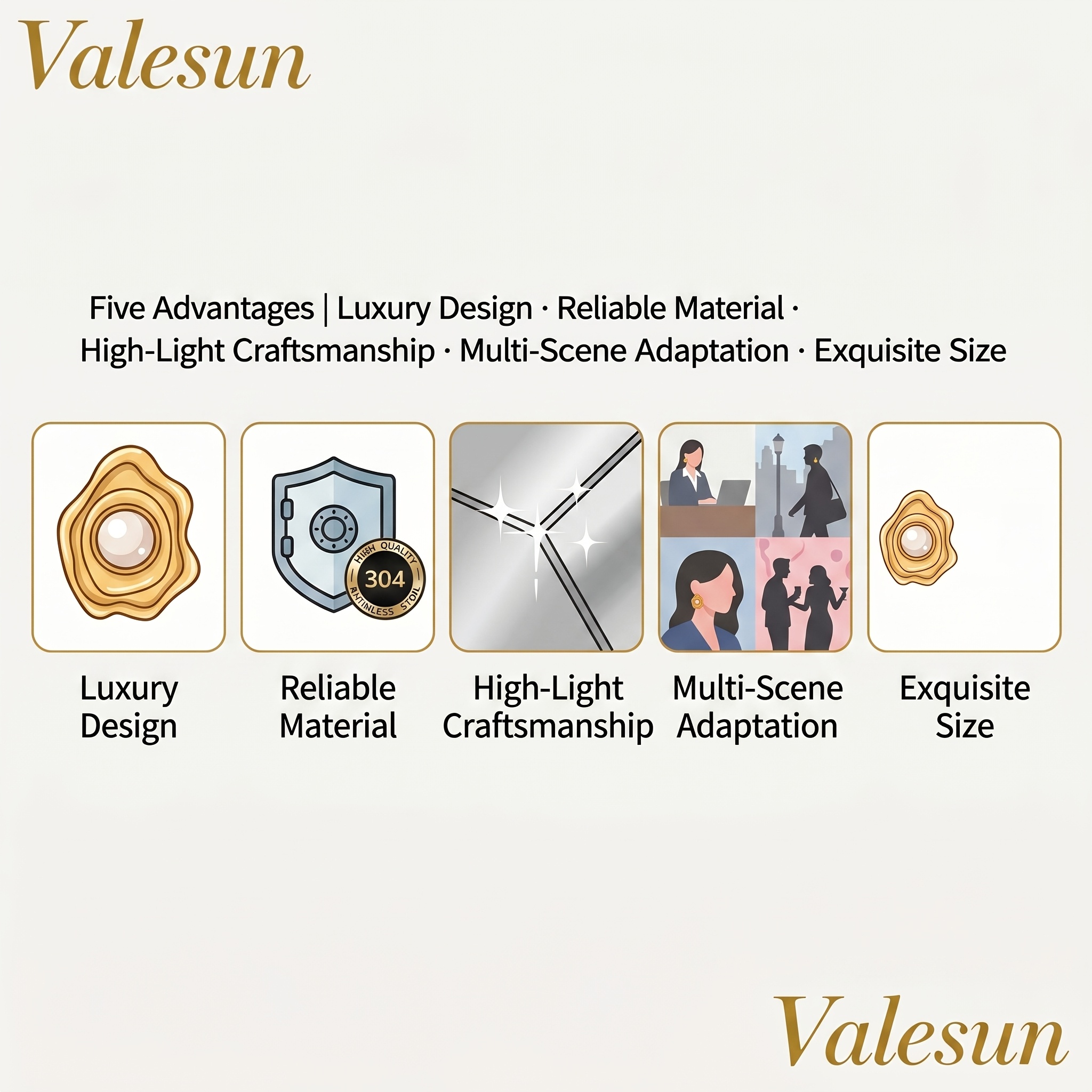 Women's 18K Gold Plated Hypoallergenic Stainless Steel Earrings, Versatile Gift