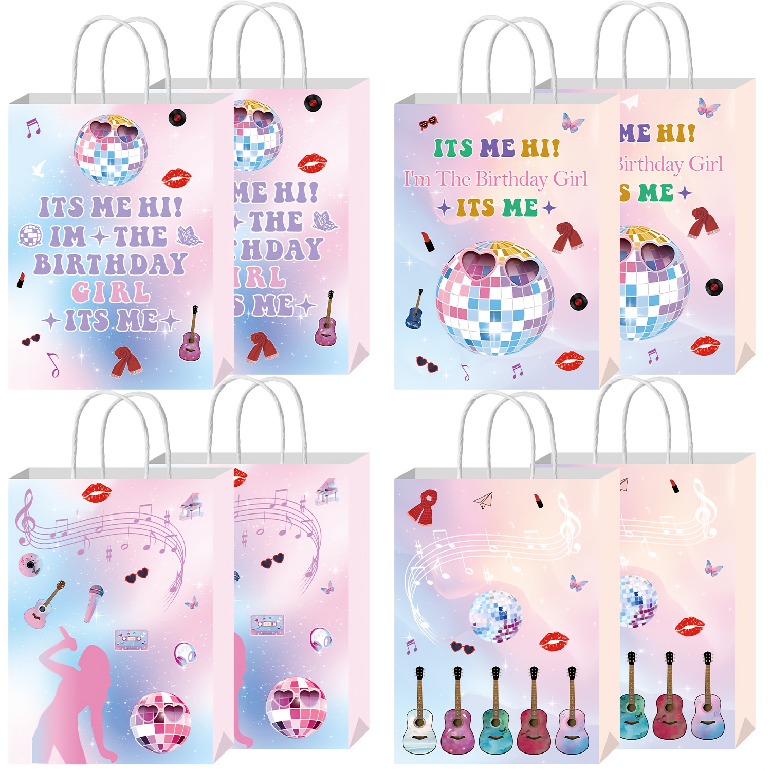 

12pcs Music Theme Birthday Party Favor Bags, Paper Singer Decoration Supplies For Gift Party