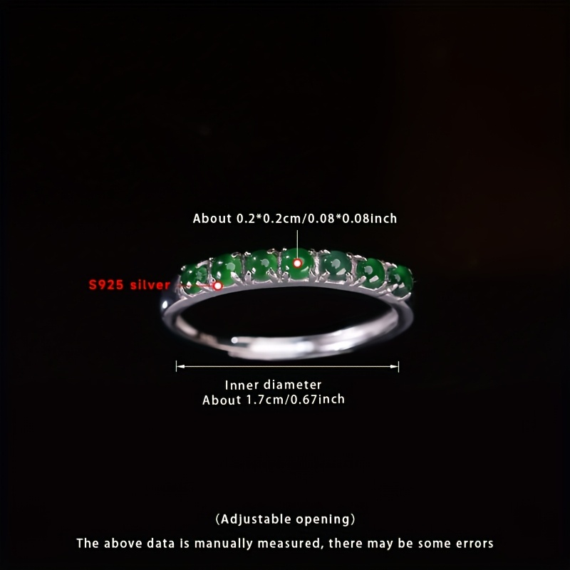 TEMU Natural Stone Ring S925 Natural Stone Ring, Openable Adjustable Band For Or Layering - Exquisite New Year Gift, Natural Stone