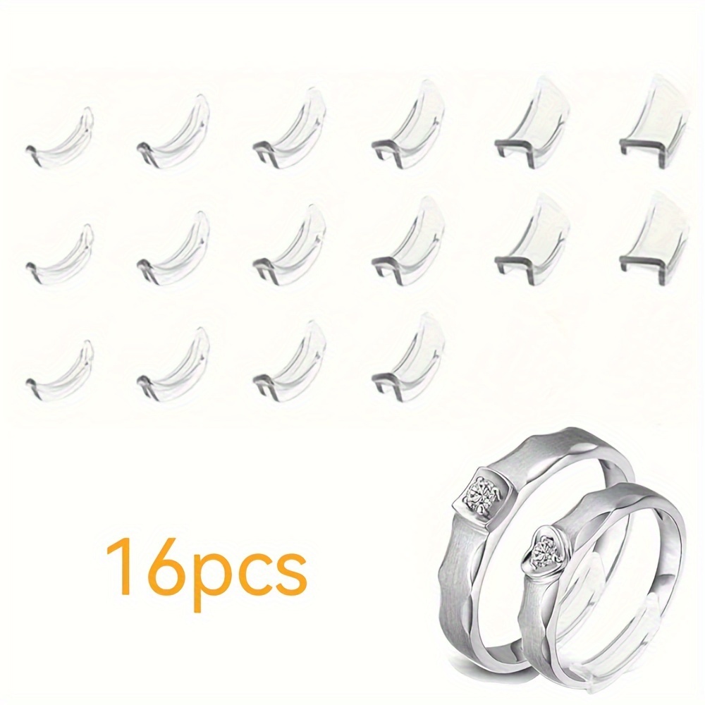 

16-piece Ring Sizer Set - Transparent Plastic Ring Size Reducer, Jewelry Sizing Tool With 8 Distinct Sizes