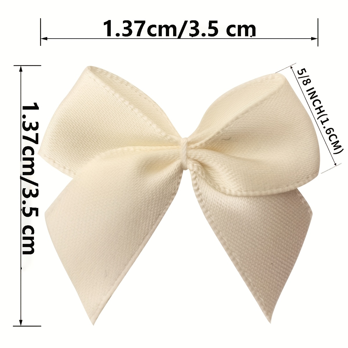 Image of 60pcs Elegant Beige Polyester Bowknots, 1.37" - Handcrafted Double-sided Satin Ribbon Bows For Weddings, Parties, And Crafts, Wedding Decorations|elegant |durable Satin Ribbon