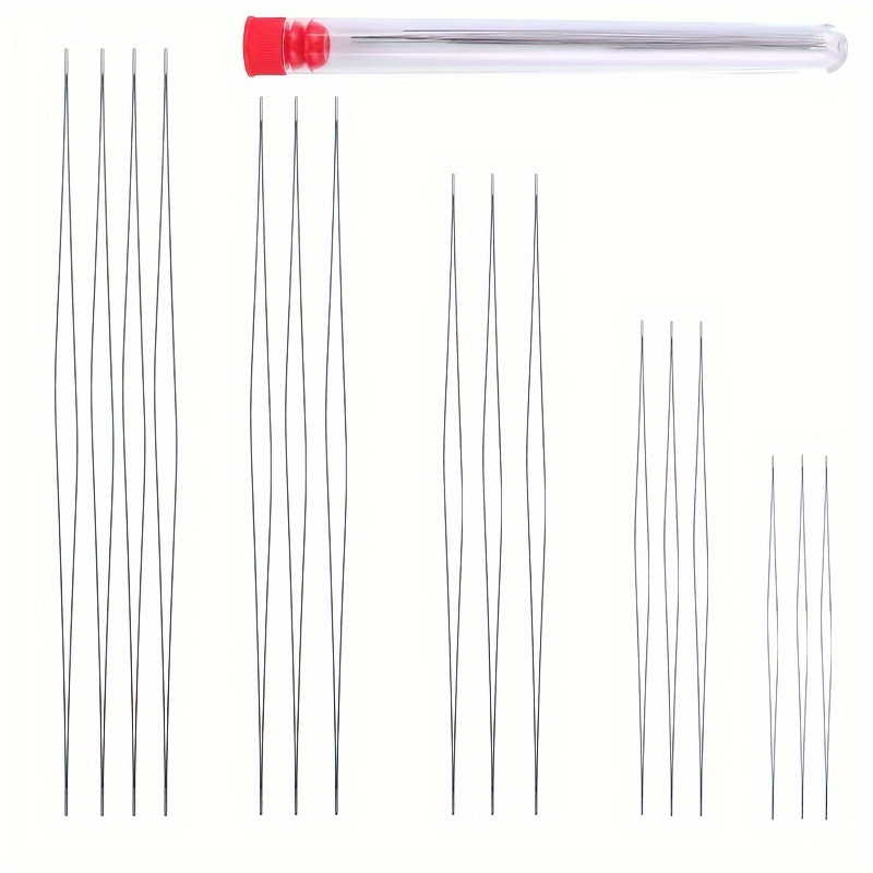 

16pcs Foldable Beading Needles Set With Storage Bottle - Metallic Needles For Seed Beading And Jewelry Making