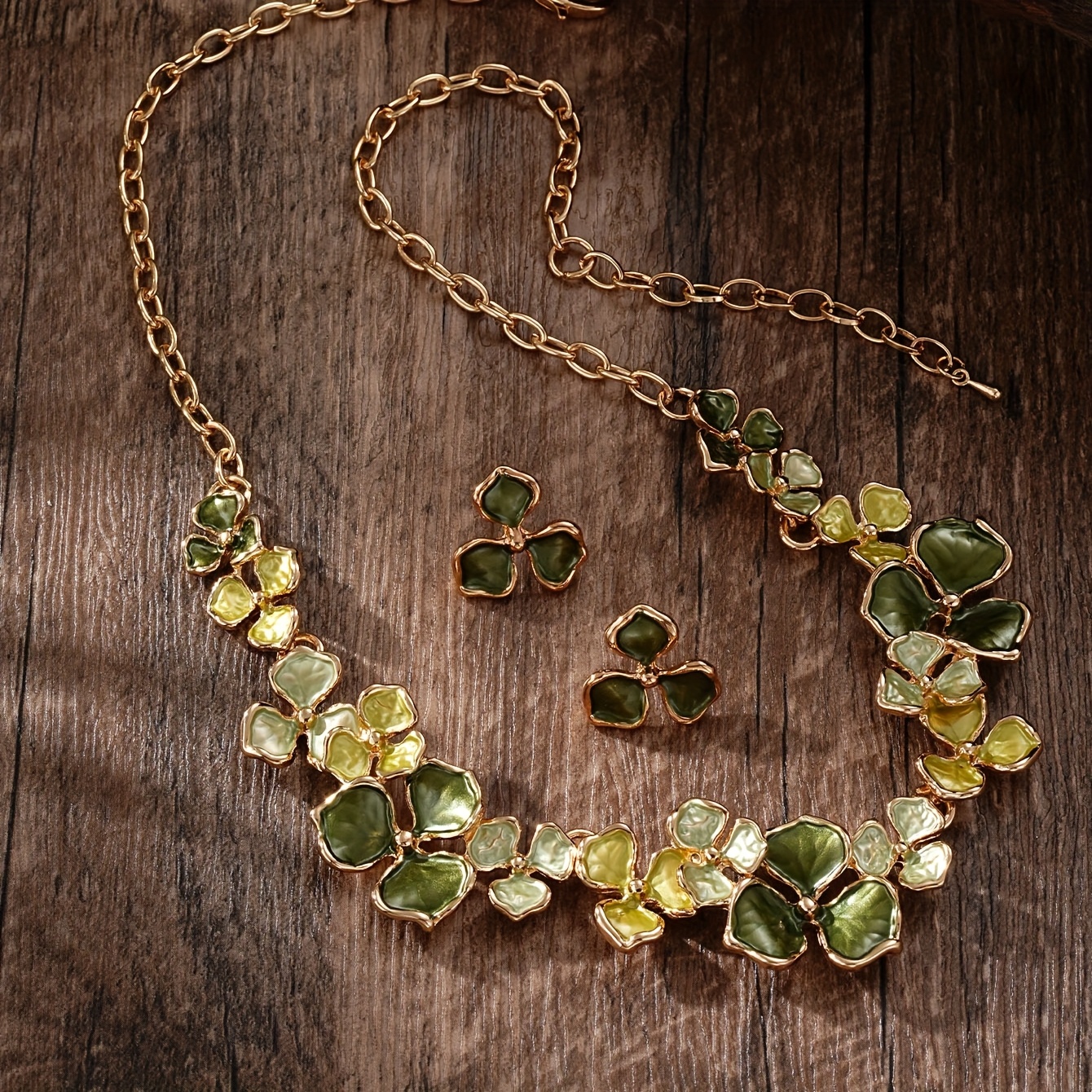 TEMU 2 options de couleur pour collier pendentif et boucles d'oreilles à fleur vintage -pétales, idéal pour des femmes en déplacement ou cadeau
