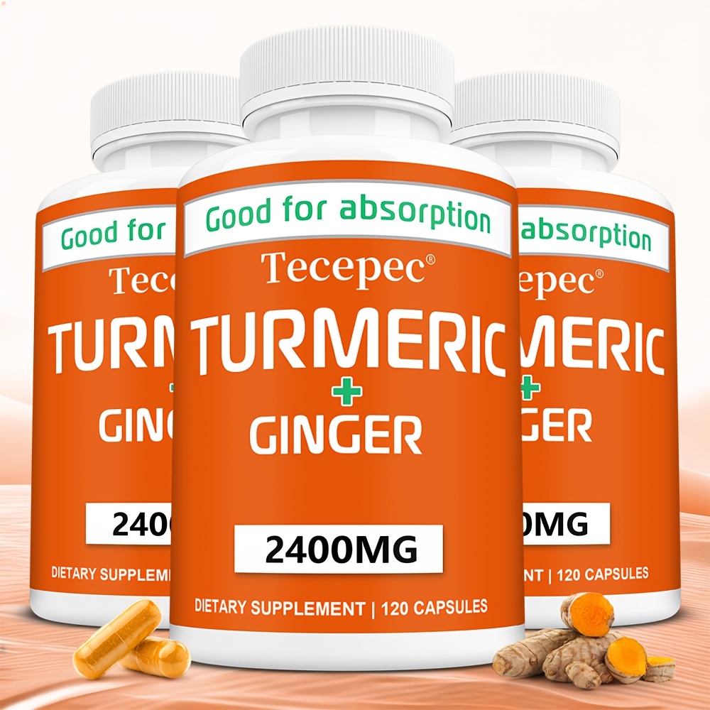 Turmeric and Ginger 2400 mg with Black Pepper Capsules, 120 Count – Supports Immune Health, Energy, and Physical Activity