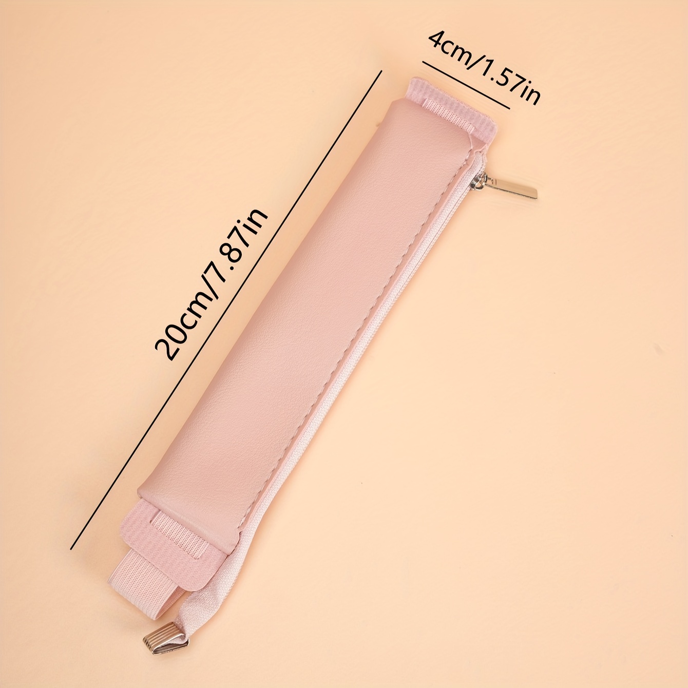 1pc Solid Color Notebook Pen Cover Pen Holder Pu Single Storage Elastic With Pen Bag