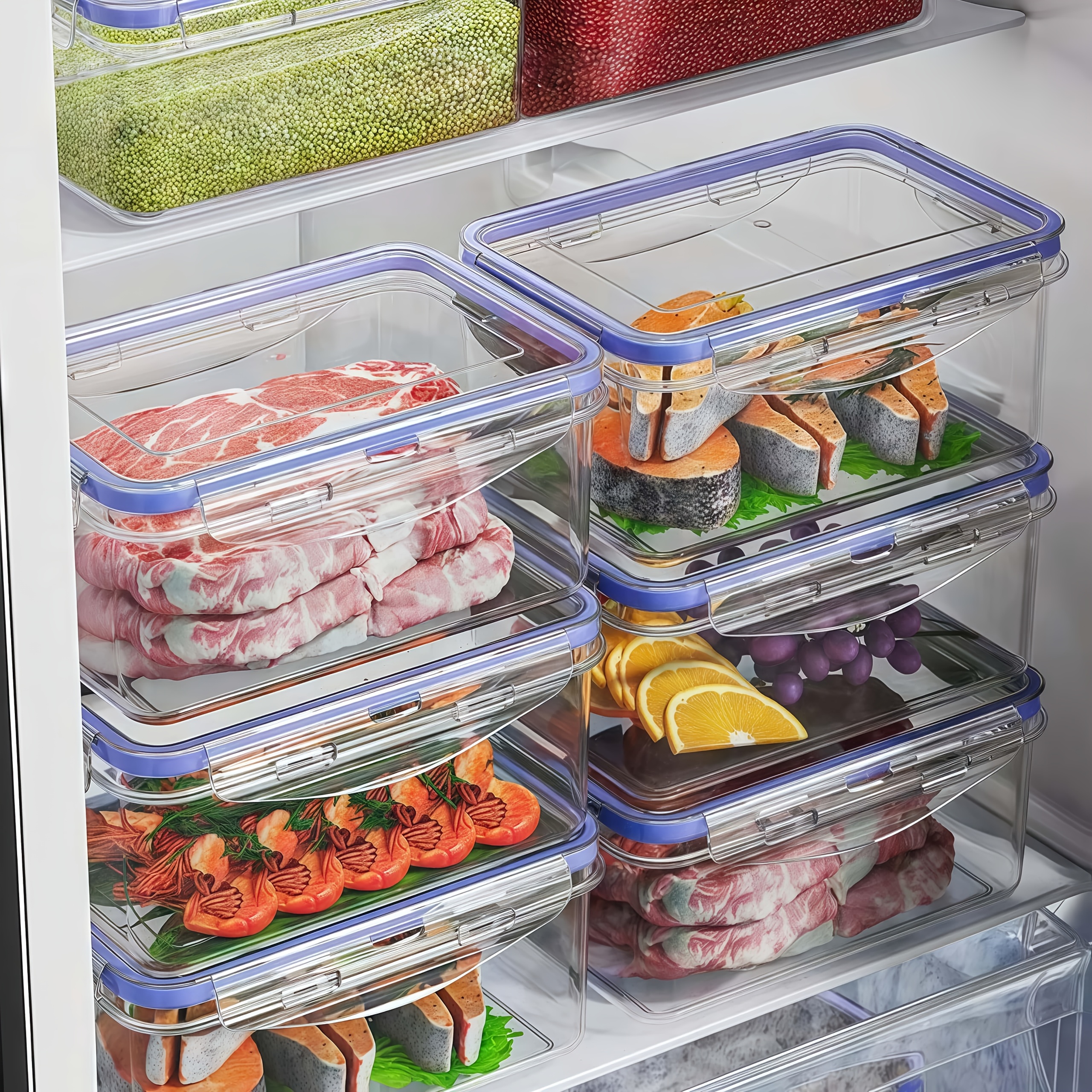 12pcs (6 Lids + 6 Containers) Refrigerator Food Storage Containers, with Airtight Lids Food Grade PP Material Fresh-Keeping Box, for Fruits, Vegetables, Meat, Reusable And Durable Storage Organizer - Great for Kitchen