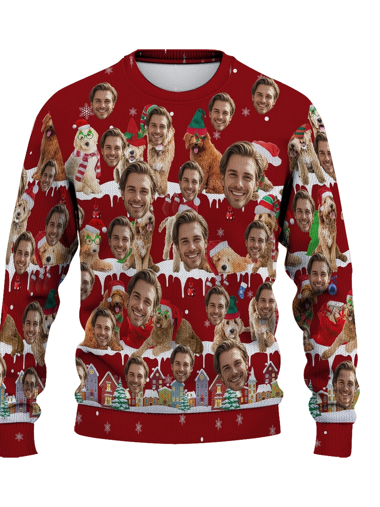 Pull Femme Imprimé Noel- Sweat Noël À Manches Longues-Tunique