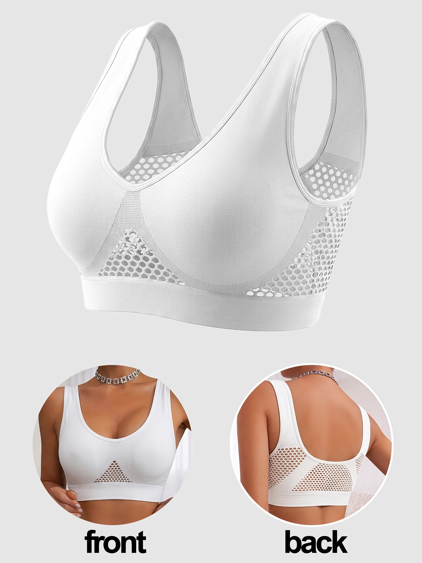 1pc sports bra vest shockproof no padding push up hollow mesh quick dry and breathable medium   fitness running suitable for  