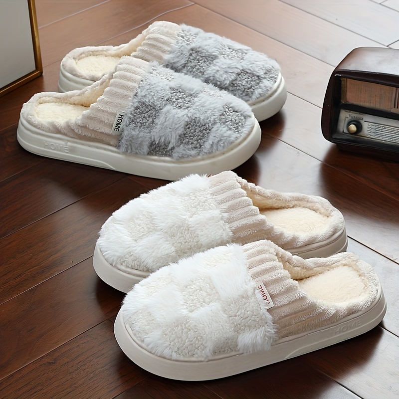 

-lined Slippers For - -slip Eva , / Shoes Checkered