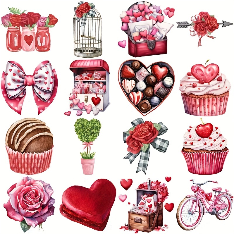 

300pcs 's Day Sticker Set - Assorted Heart Designs For Phones, Laptops & Water Bottles - Self-adhesive, Single-use Decals