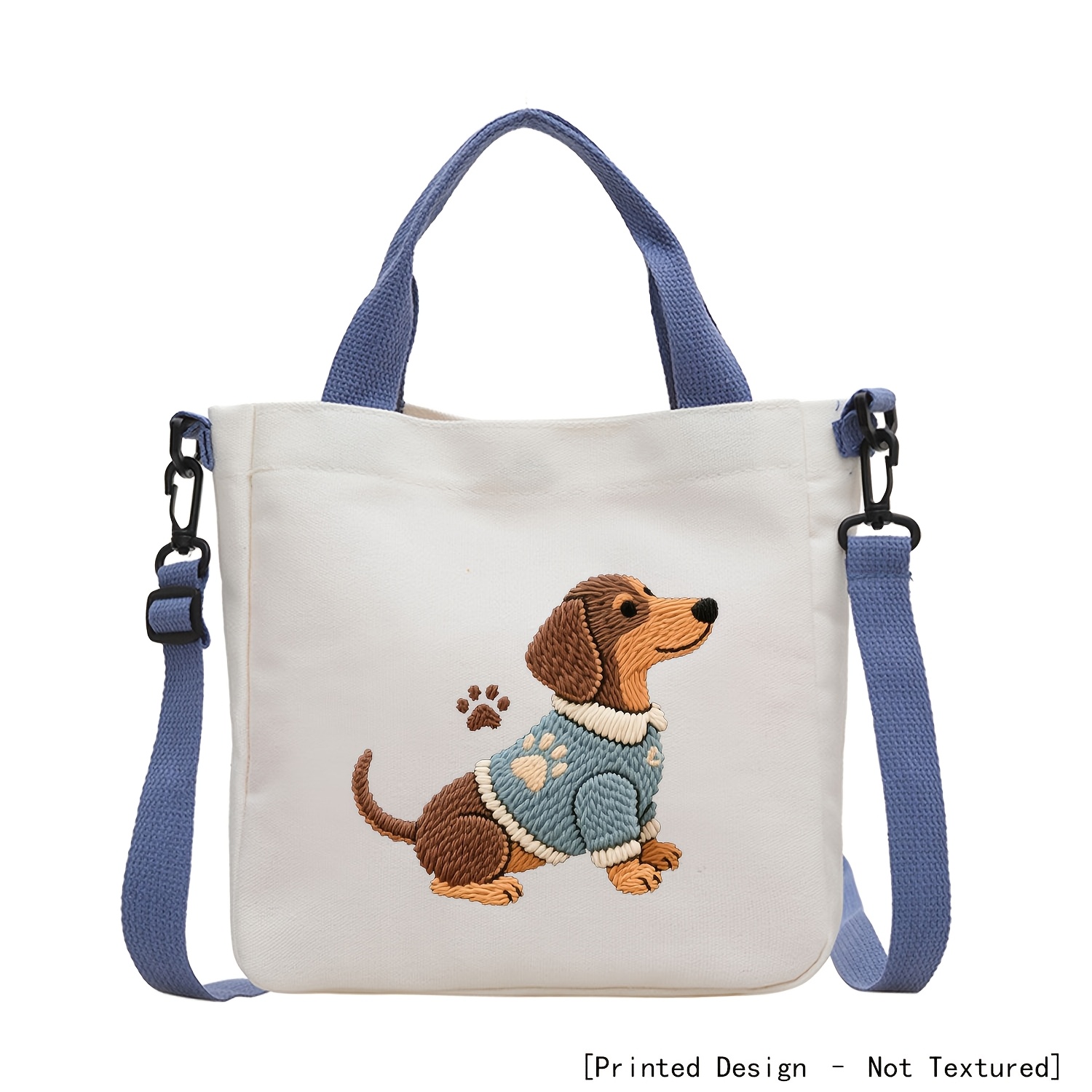 TEMU [printed Design - Not Textured] Sausage Dog Pattern Tote Bag, Handbag, Multi-functional Crossbody Bag, Handheld Shopping Bag, Makeup Bag, Large