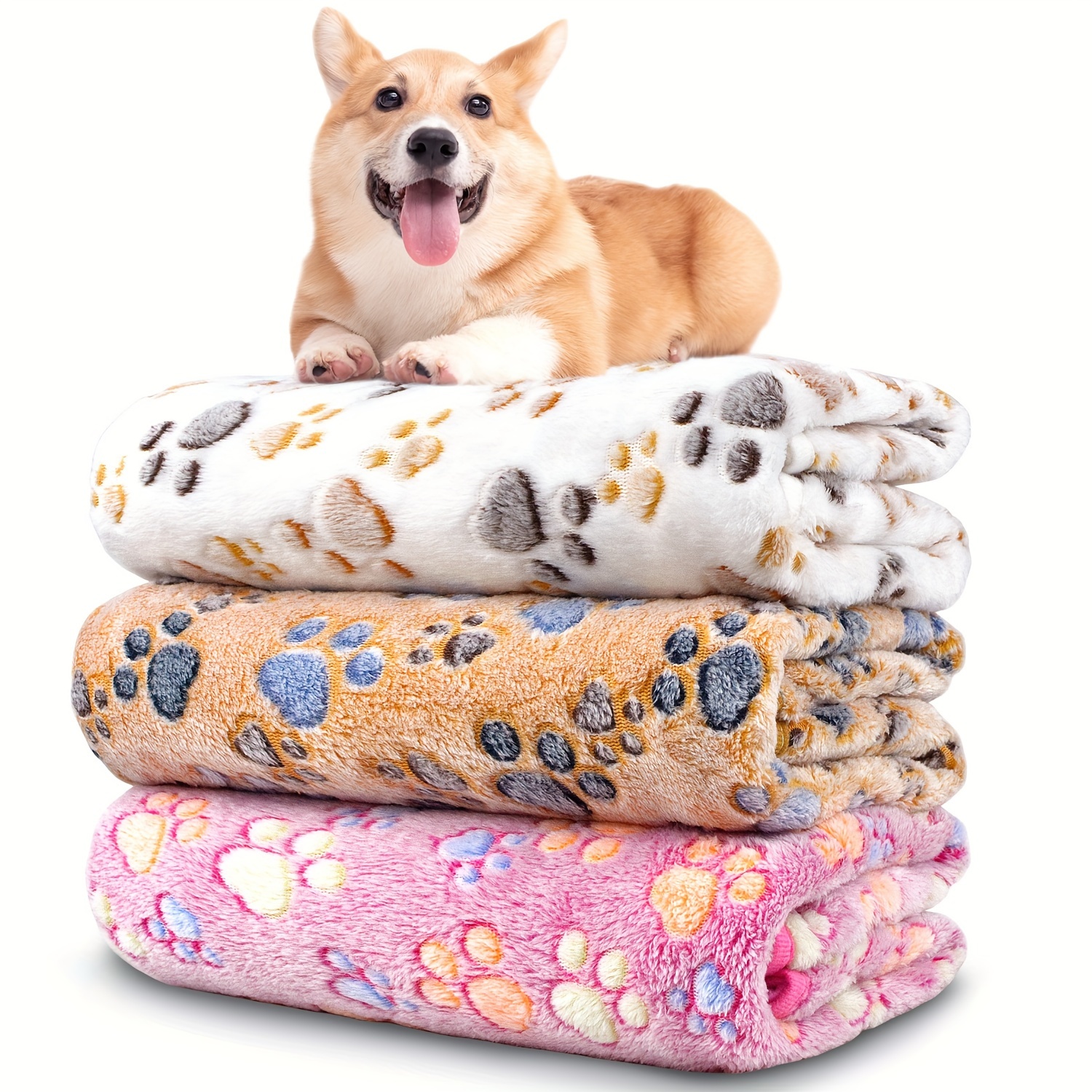 

1pc/3pcs Pet Blanket Coral Fleece Flannel Dog Blanket Dog Bed Mat Soft And Cute Dog Blanket, Washable Dog Blanket Cute Paw Pattern Dog Blanket Warm Sleep Mat
