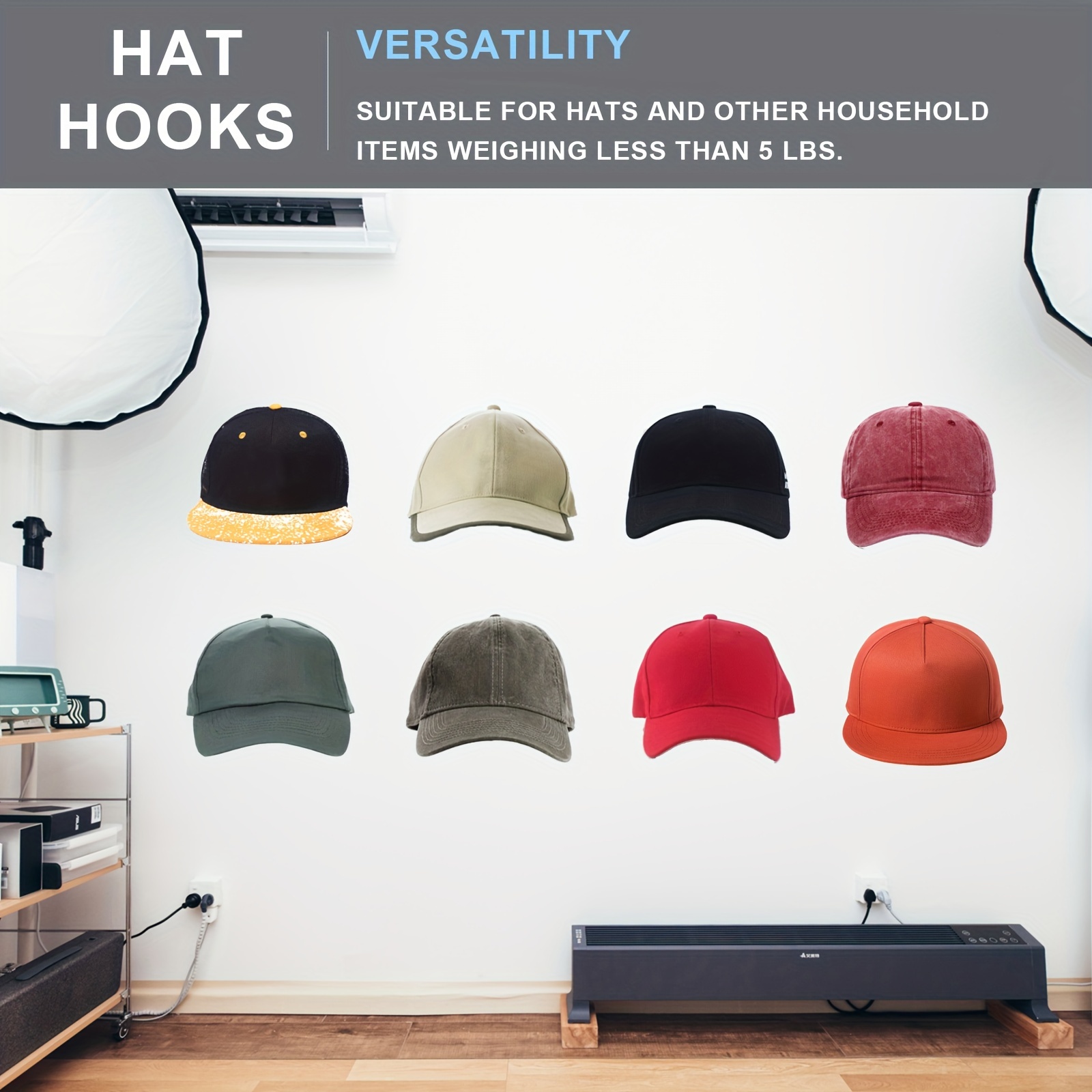 10pcs Adhesive Hat Hooks For Wall, Hat Rack For Baseball Caps