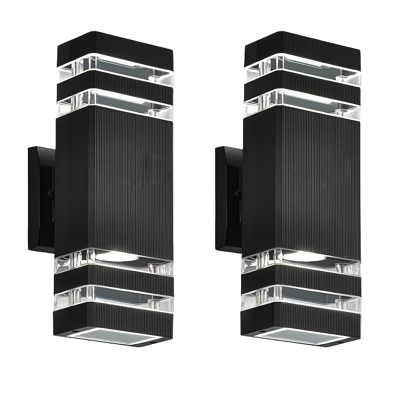 TEMU 2 Modern Black Outdoor Wall Lights With Design, Providing Ideal External Lighting For Residential Doorways, Garages, Gardens, , And Courtyards.
