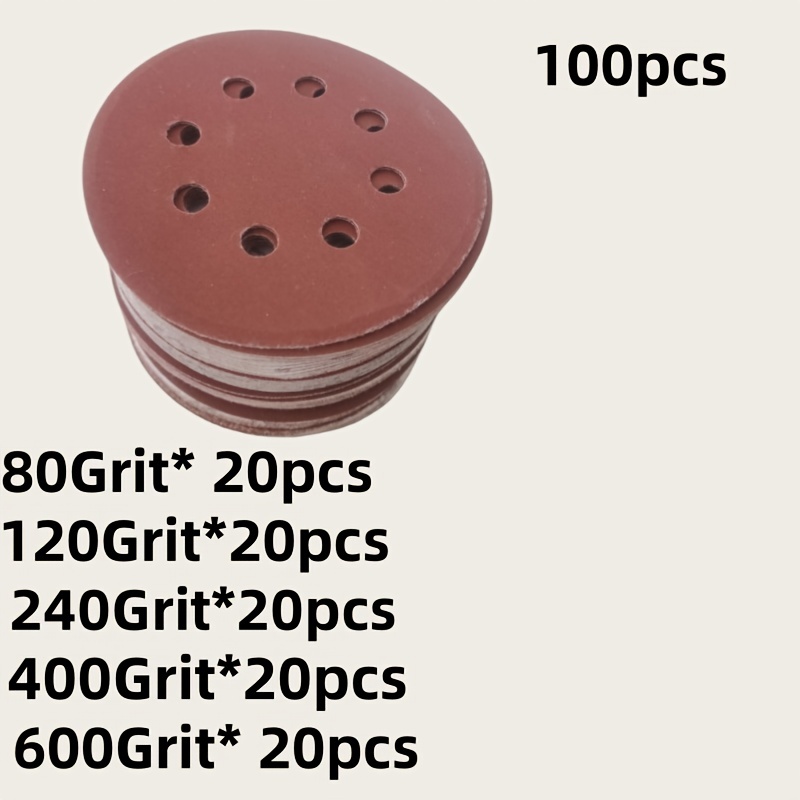 TEMU 100/126pcs rond de 5 pouces (125 mm), à 8 trous, idéal pour machine à polir les rails, durable ! , utilisé pour l'affûtage, le polissage et le