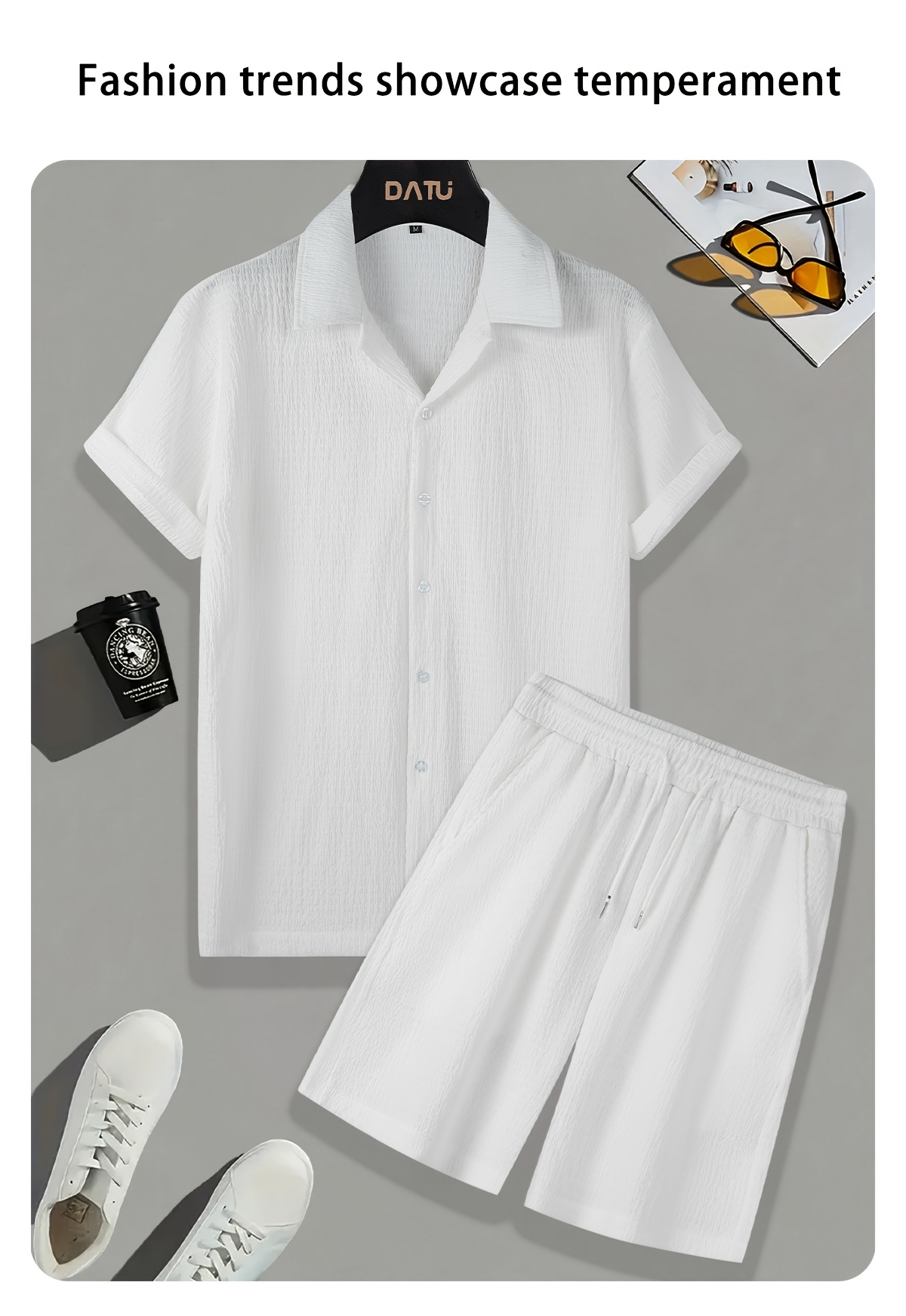 Men's Summer Casual Sportswear Set - High-Quality Shirts with Trendy Short Sleeves and Shorts 2pcs Set