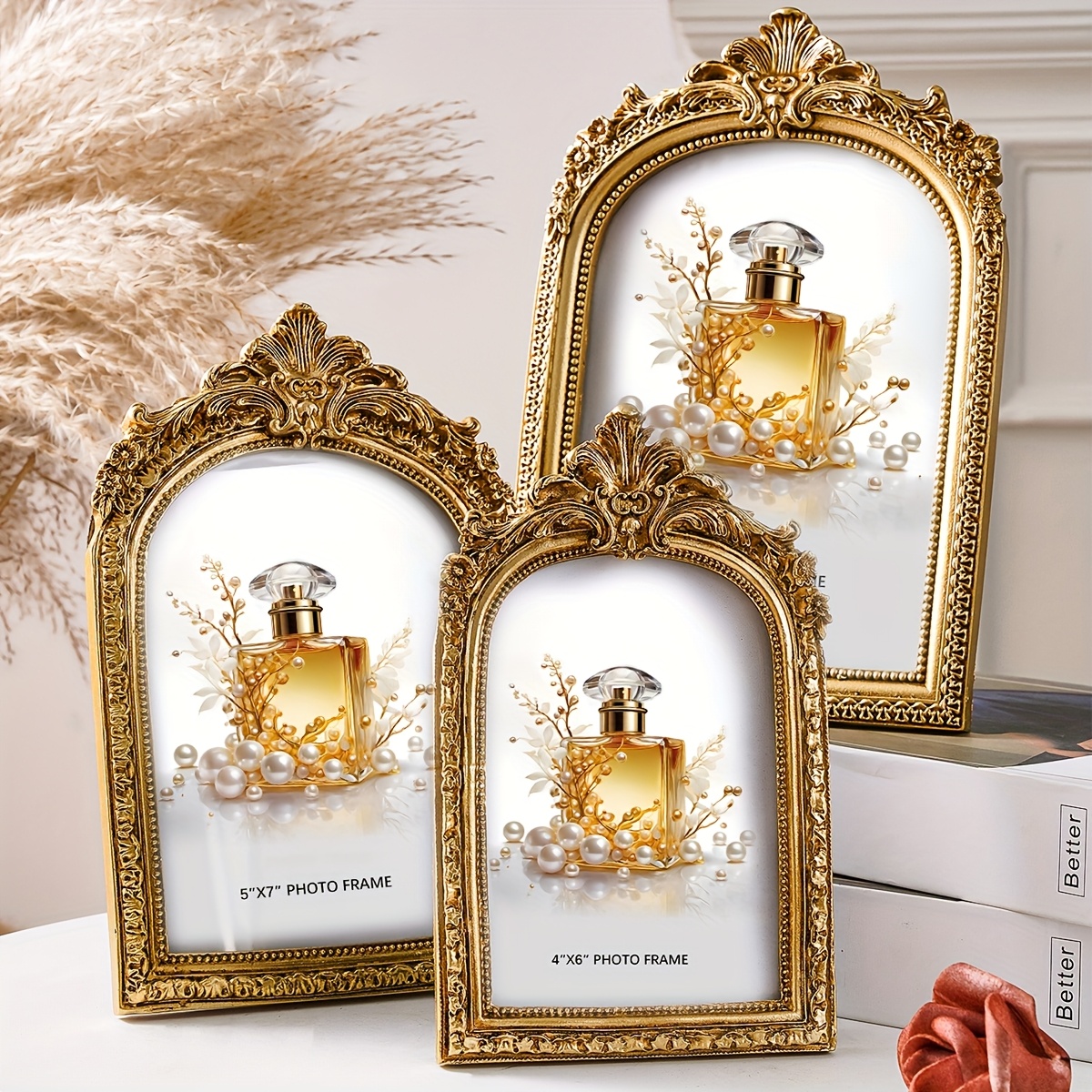 

1pc Window Shaped Photo Frame, European Retro Lace Decor Photo Frame, With A Random Inner Paper, For Photo Display Decoration, Wedding Anniversary Party Christmas Valentine Gift