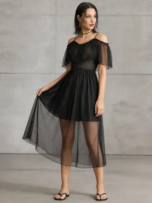 red dress with black mesh overlay - Germany red dress with black mesh overlay - Germany