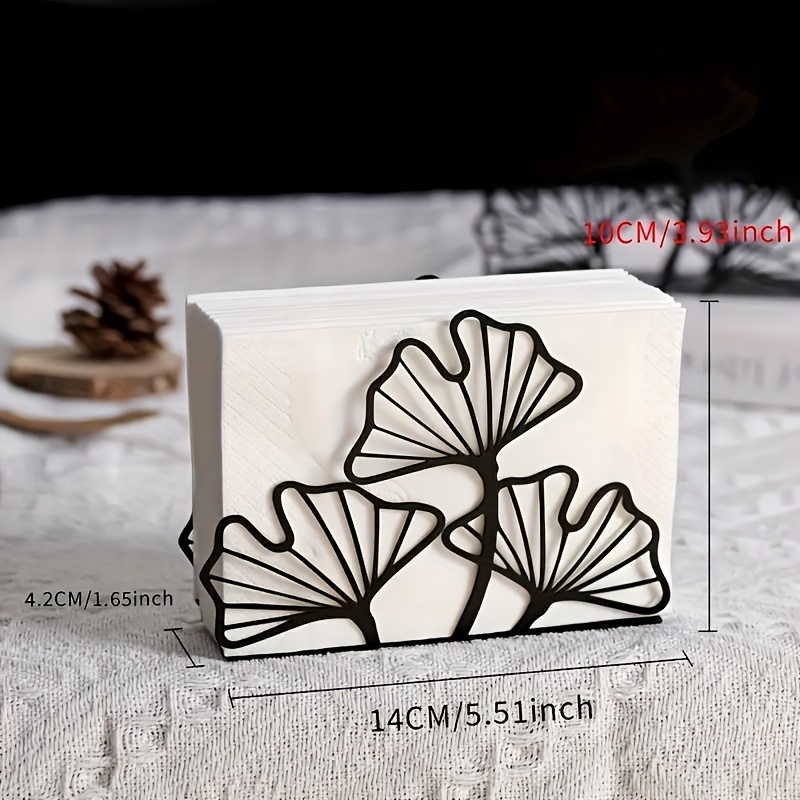 TEMU Elegant Ginkgo Leaf Metal Napkin Holder - No , Modern Tabletop Decor, Metallic Texture, Suitable For Restaurants, Coffee Tables, Hotels, Or Home