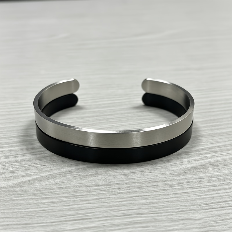 Unisex Adjustable Stainless Steel Open Bracelet, Versatile