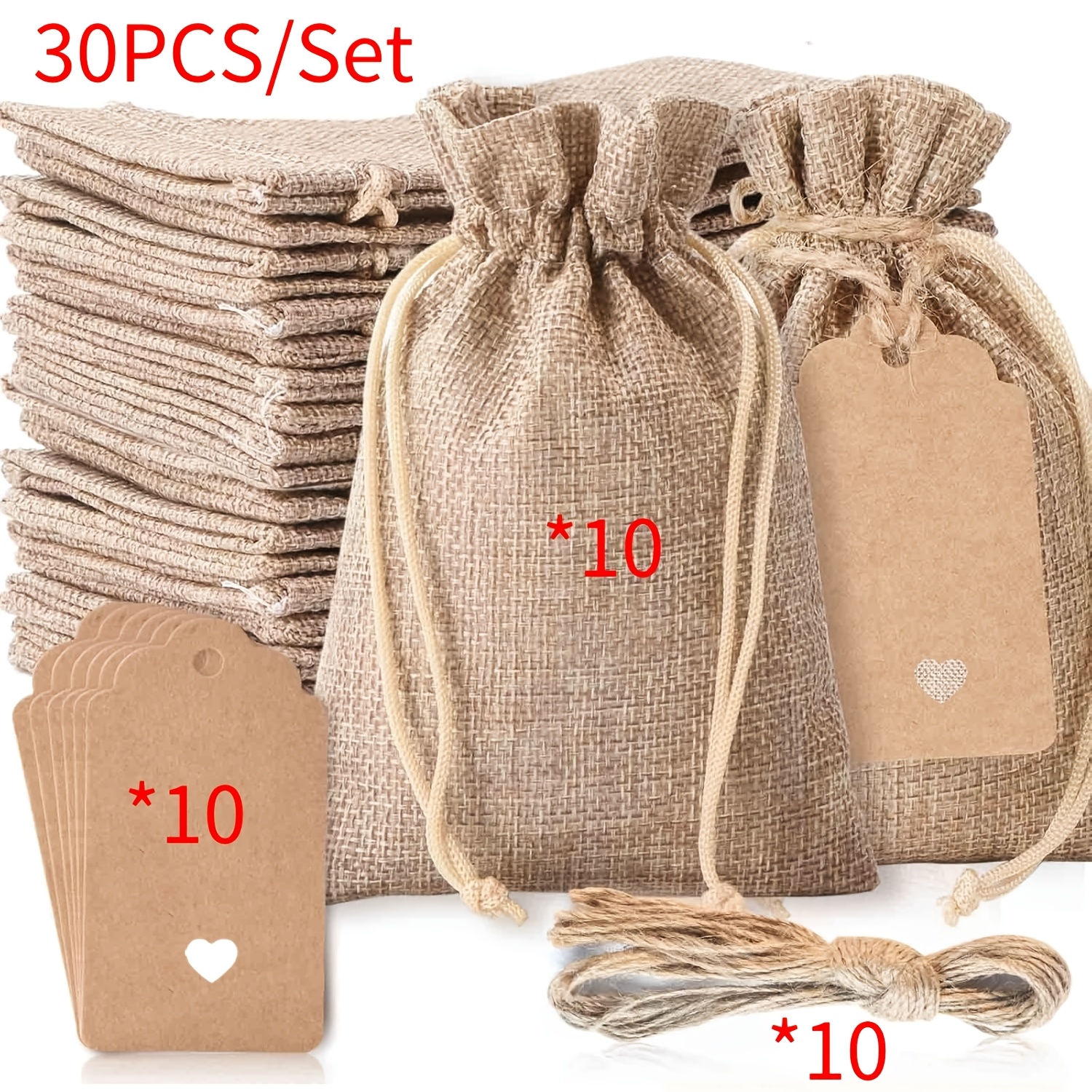 

30pcs Premium Burlap Gift Bags With Drawstring & Tags - 4x6" Reusable Linen Sacks For Wedding Favors, Party Jewelry Pouches, Christmas Diy Crafts