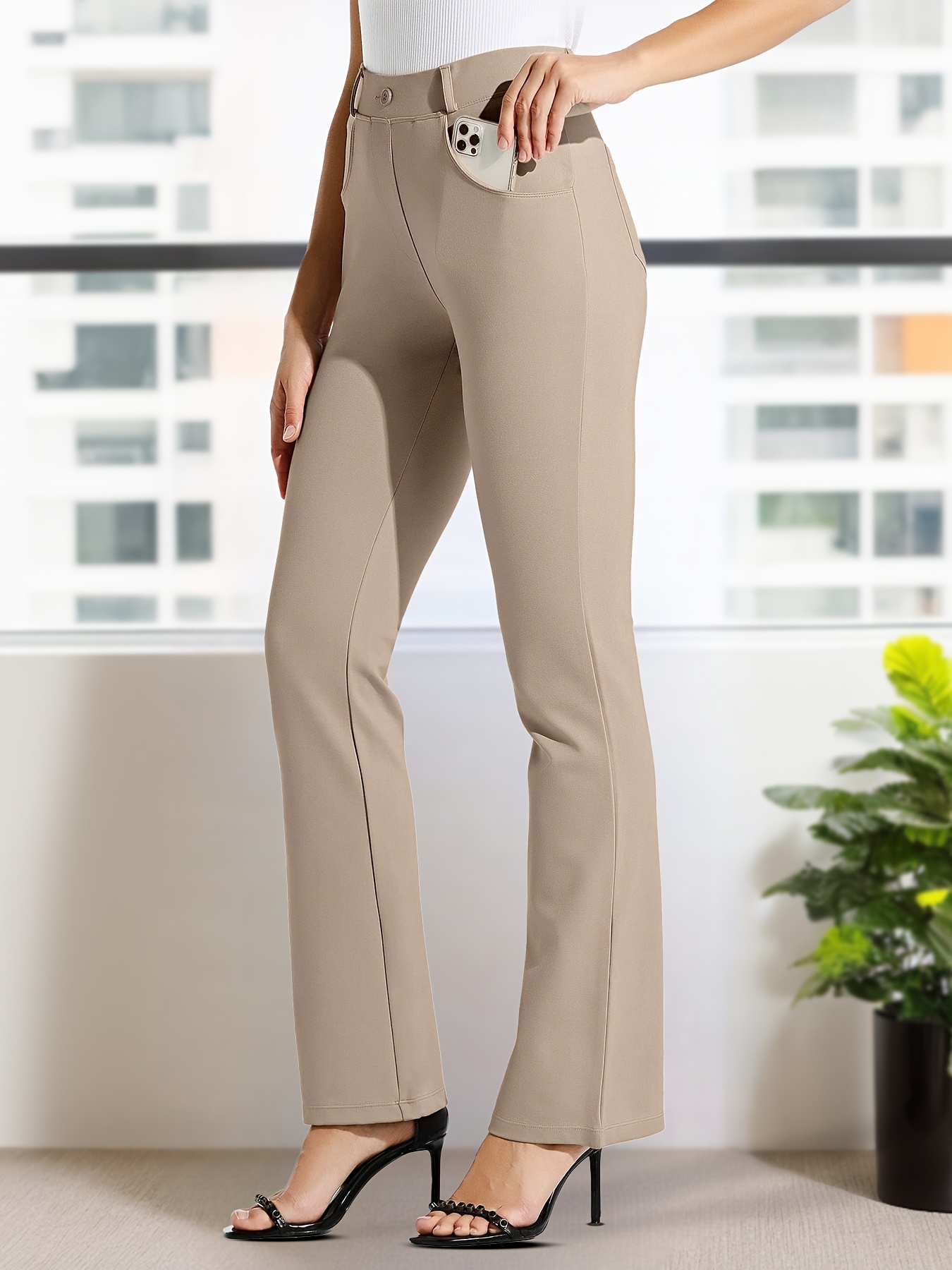 high waisted womens dress slacks Alloy Apparel Tall High Waist Flare Dress Pants for Women in Black Size XL