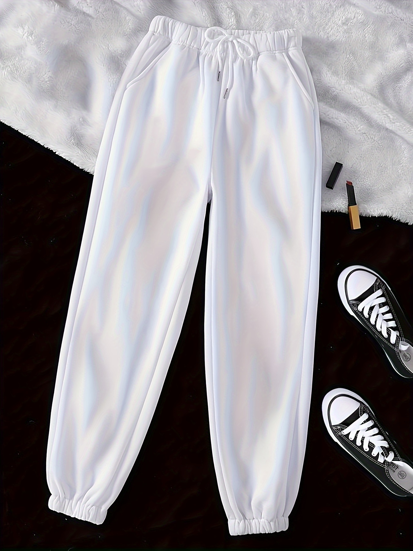 Lady Winter Sweatpants Fleece Jogger Pants Casual Lined Harem Trouser Drawstring - Foto 10