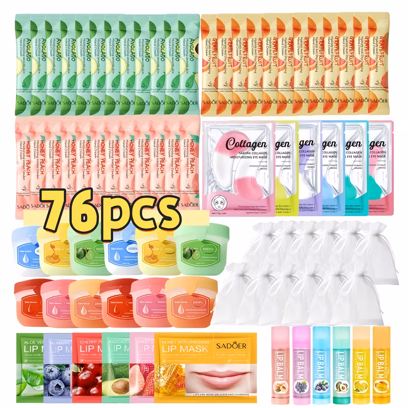 76pcs Korean Skincare Gift Set for All Skin Types - Hydrating Facial and Lip Care