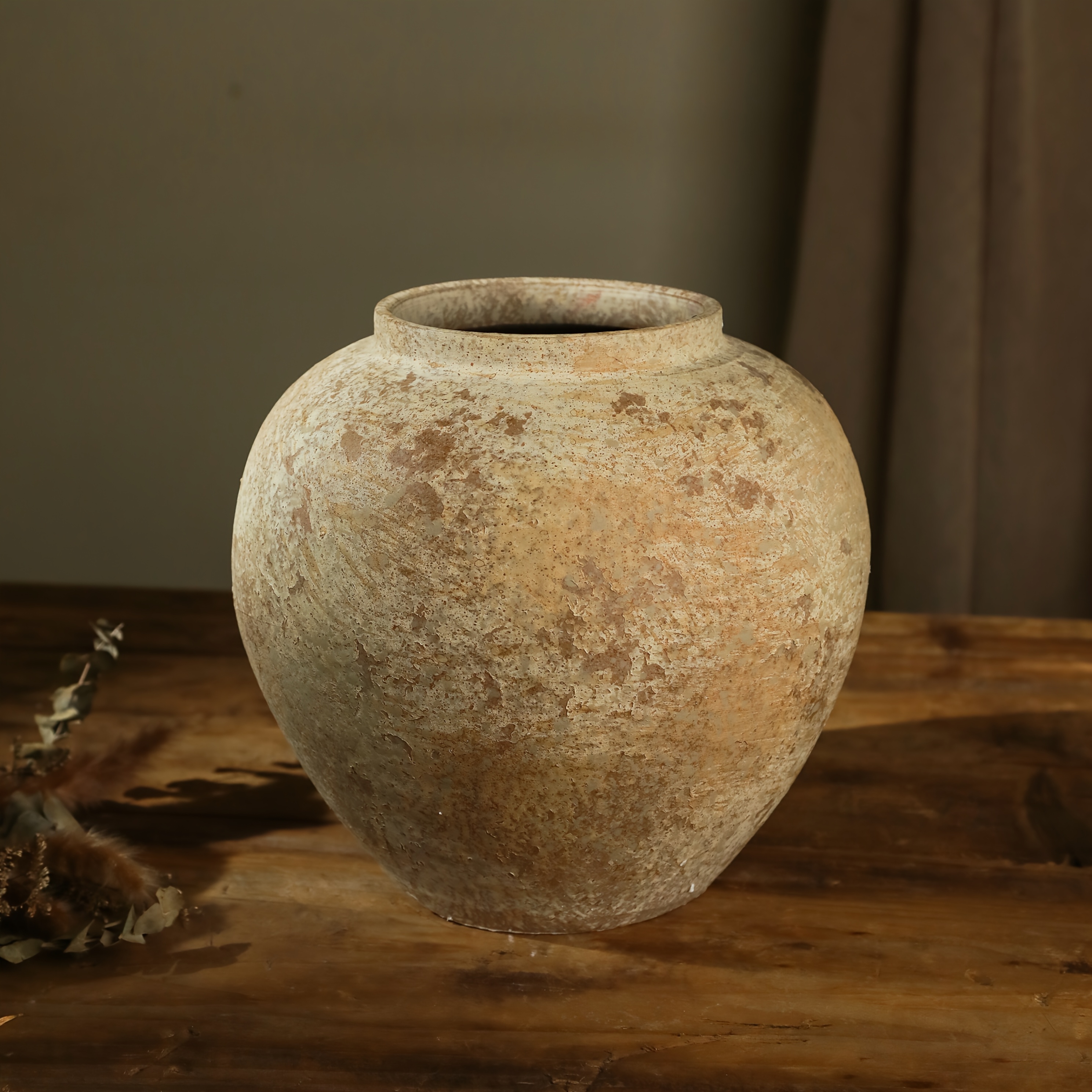 Image of Rustic Style Vase, Farmhouse Terracotta Vase, Stone Vase, Large Vase For Living Room Decoration, Rustic Vase Decoration For Living Room