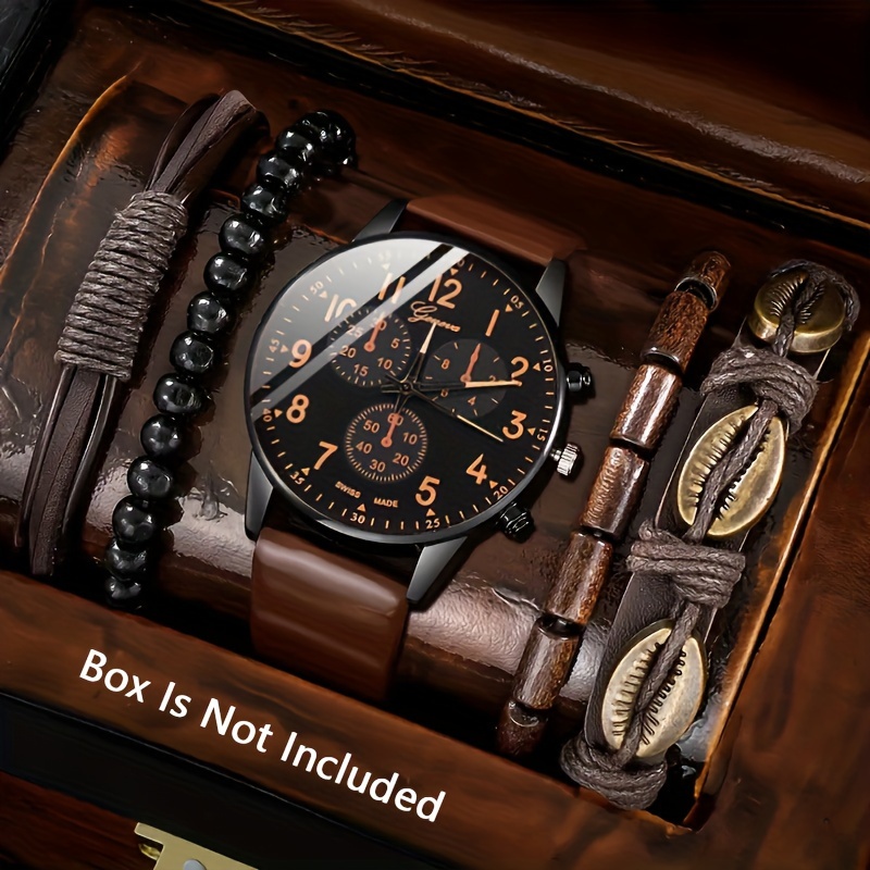 5pc Retro Men Quartz Watch and Fashion Bracelet Gift Set  display picture 1