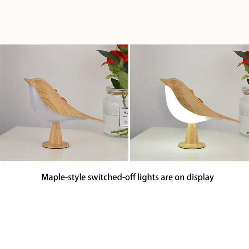 1pc art bird led table lamp 3 level adjustable touch controlled night light rechargeable lithium battery plastic freestanding desk lamp with usb cable animal theme for room types maple leaf color Product details 8