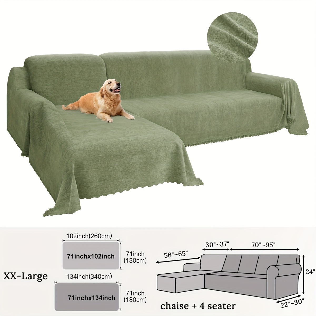 2pcs set solid color chenille l shaped sofa cover 2pcs corner chaise lounge sofa throw