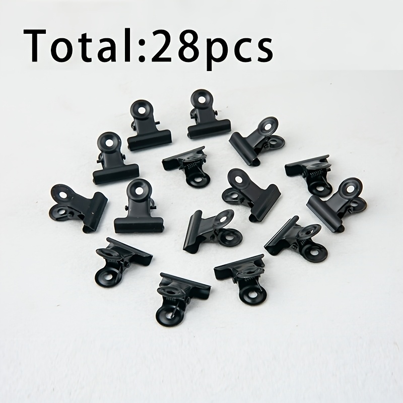 TEMU Lot de 28 pinces à papier longues en métal fer, couleur dorée/noire/argentée/bronze, pour décoration murale photo et organisation de fichiers