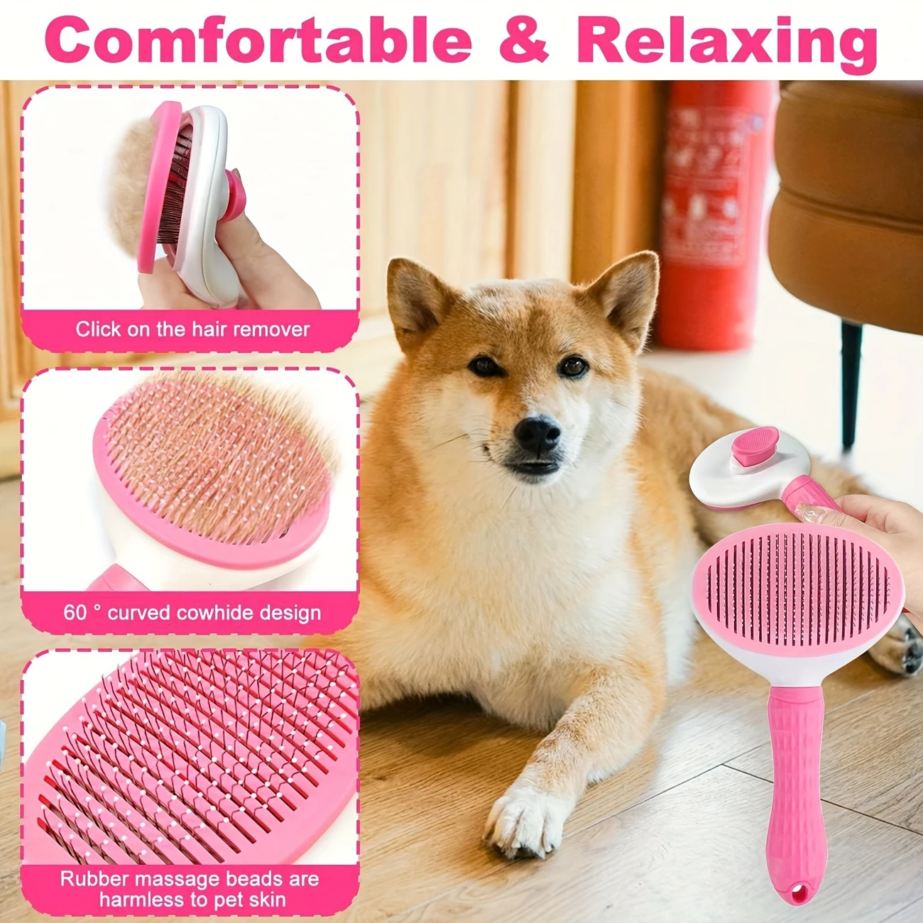 pet grooming kit with self cleaning brush nail clippers file eye comb flea comb silicone toothbrush shampoo massage brush for dogs and cats stainless steel tools details 3