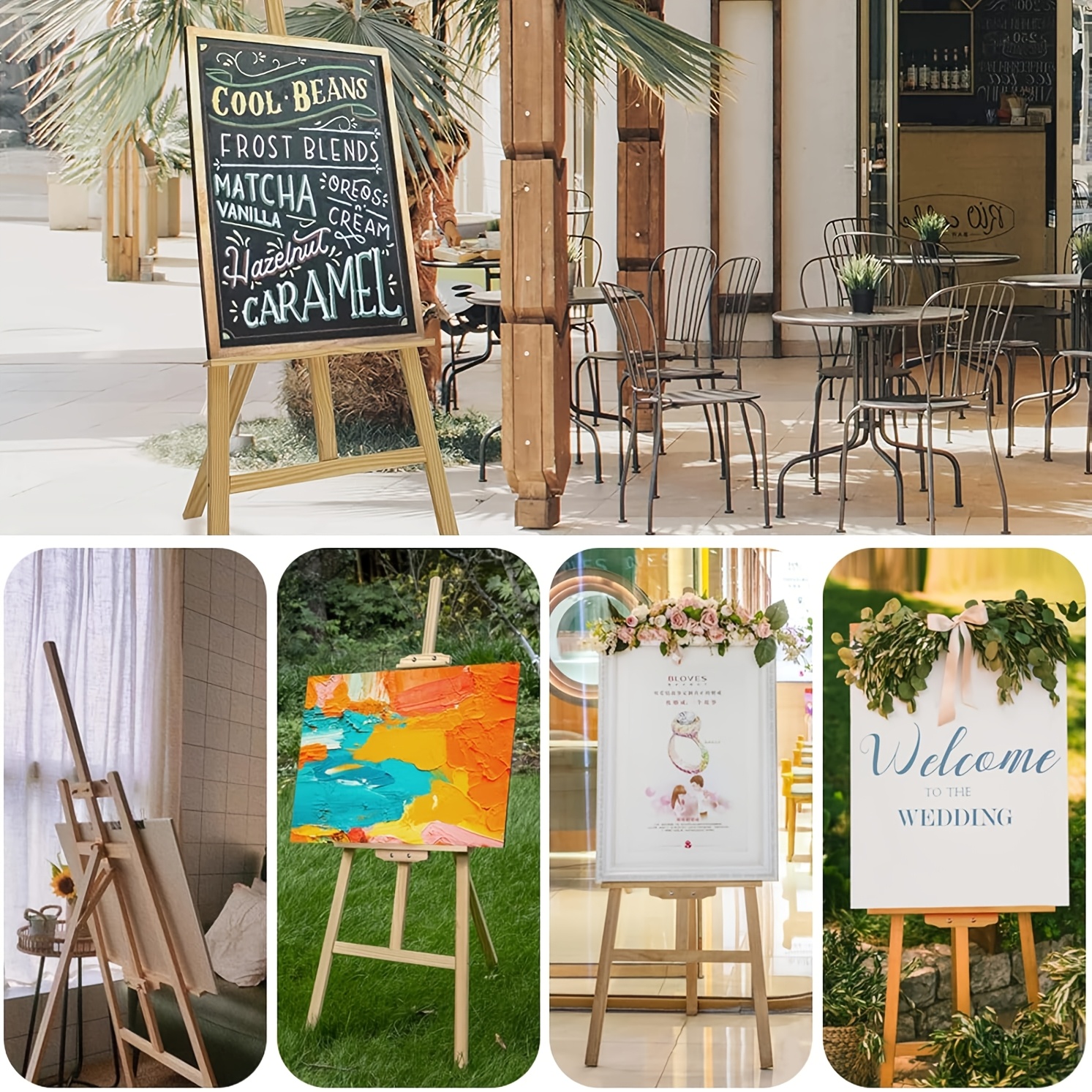 Image of Artist Easel, 1.5 Meter Wooden Easel, Adjustable Picture Frame, Canvas Holder, Portable Easel, Suitable For Painting, Sketching, Weddings, Exhibitions, And Other Occasions