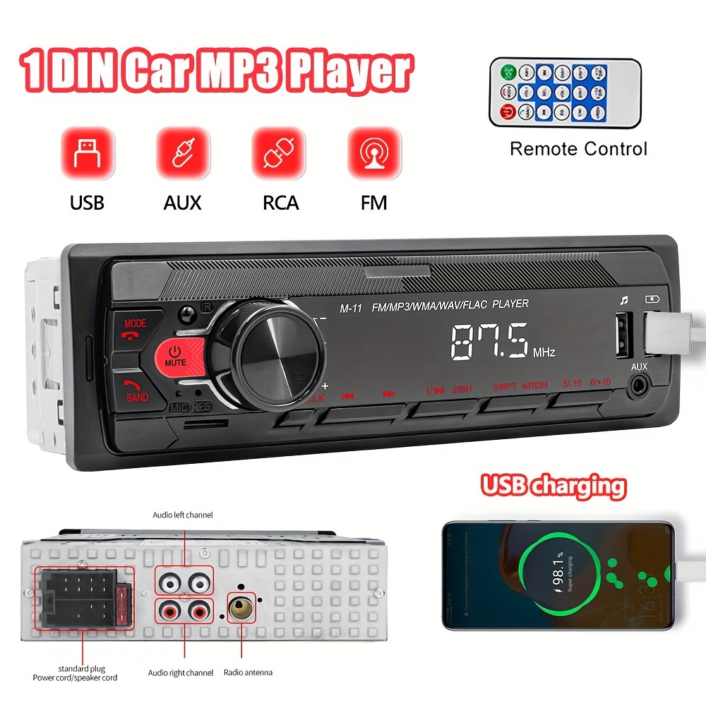

1din In-dash Car Radio Stereo With Remote Control 12v Digital Wireless Audio Music Stereo Usb Charging Car Mp3 Player Support Usb/tf/aux-in