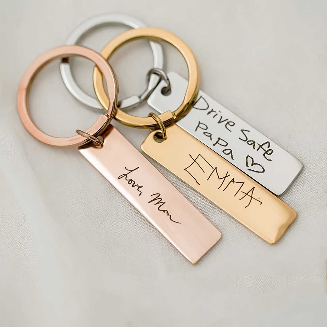 TEMU 1pc Of Custom Keychain Featuring Real Handwriting - A Personalized Engraved Keychain Suitable For Men And Women, Perfect Unique Gift Ideas For