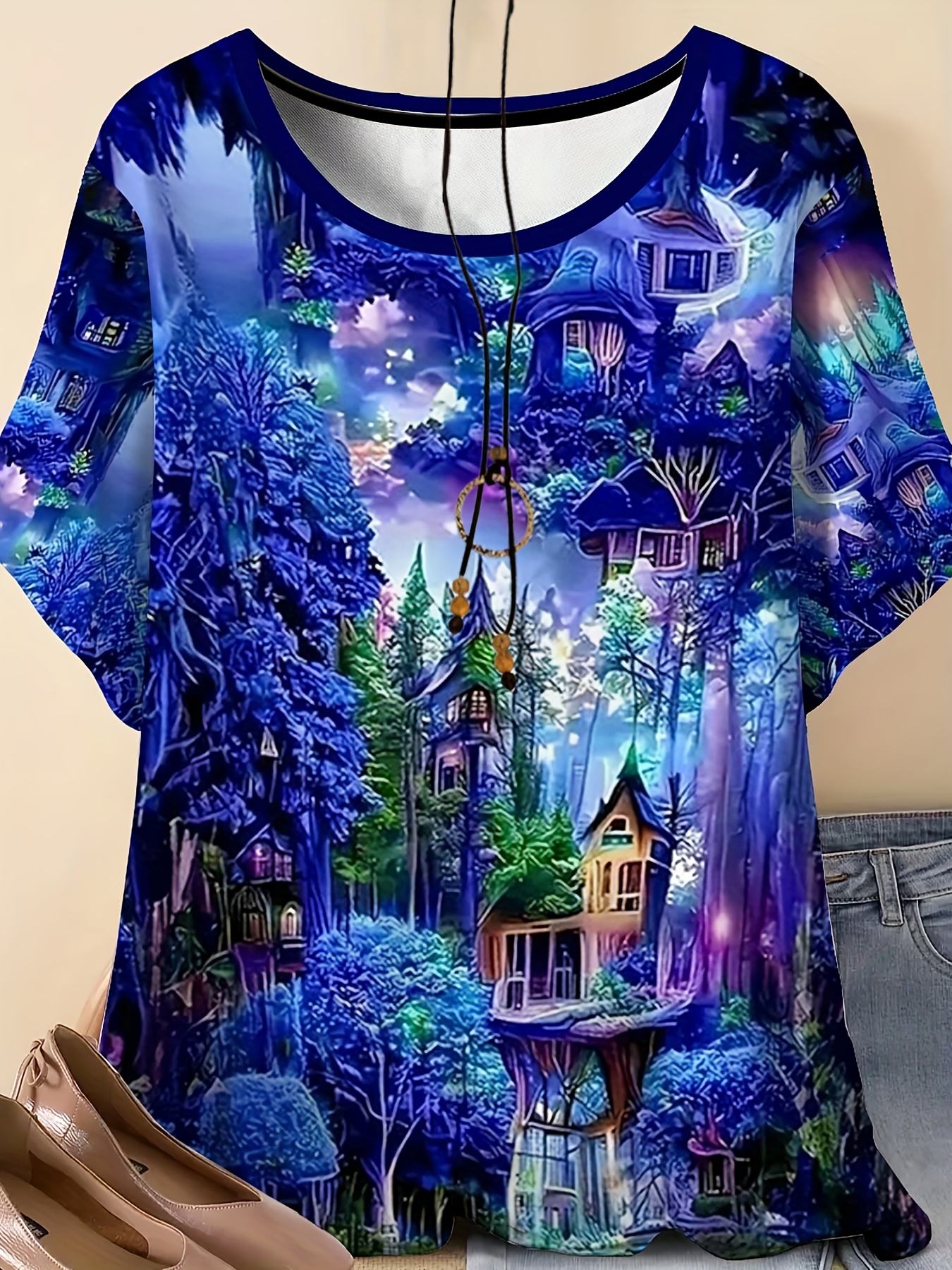 3D Pattern Print Short Sleeve T-Shirt - Unisex, Lightweight, Breathable Polyester Blend, Vibrant Graphics For Casual Wear - View #13