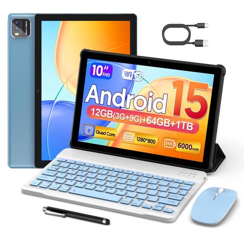 latest 15 tablet 12gb 3gb 9gb 64gb storage 1tb tf card expansion core processor 6000mah battery 10 inch 1280x800 ips hd display 2mp 8mp wifi 2 in 1 tablet keyboard case mouse stylus tablet