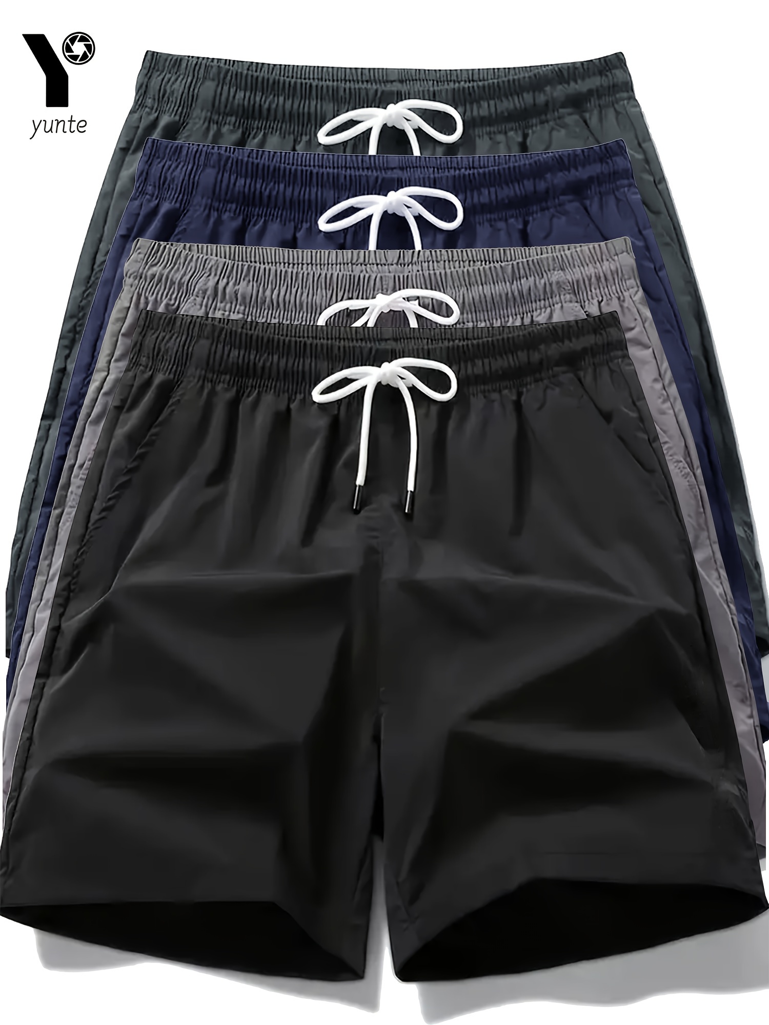 4 pack mens casual loose fit quick dry athletic shorts in black   and army green lightweight mens running shorts with elastic waistband drawstring and pockets for fitness training