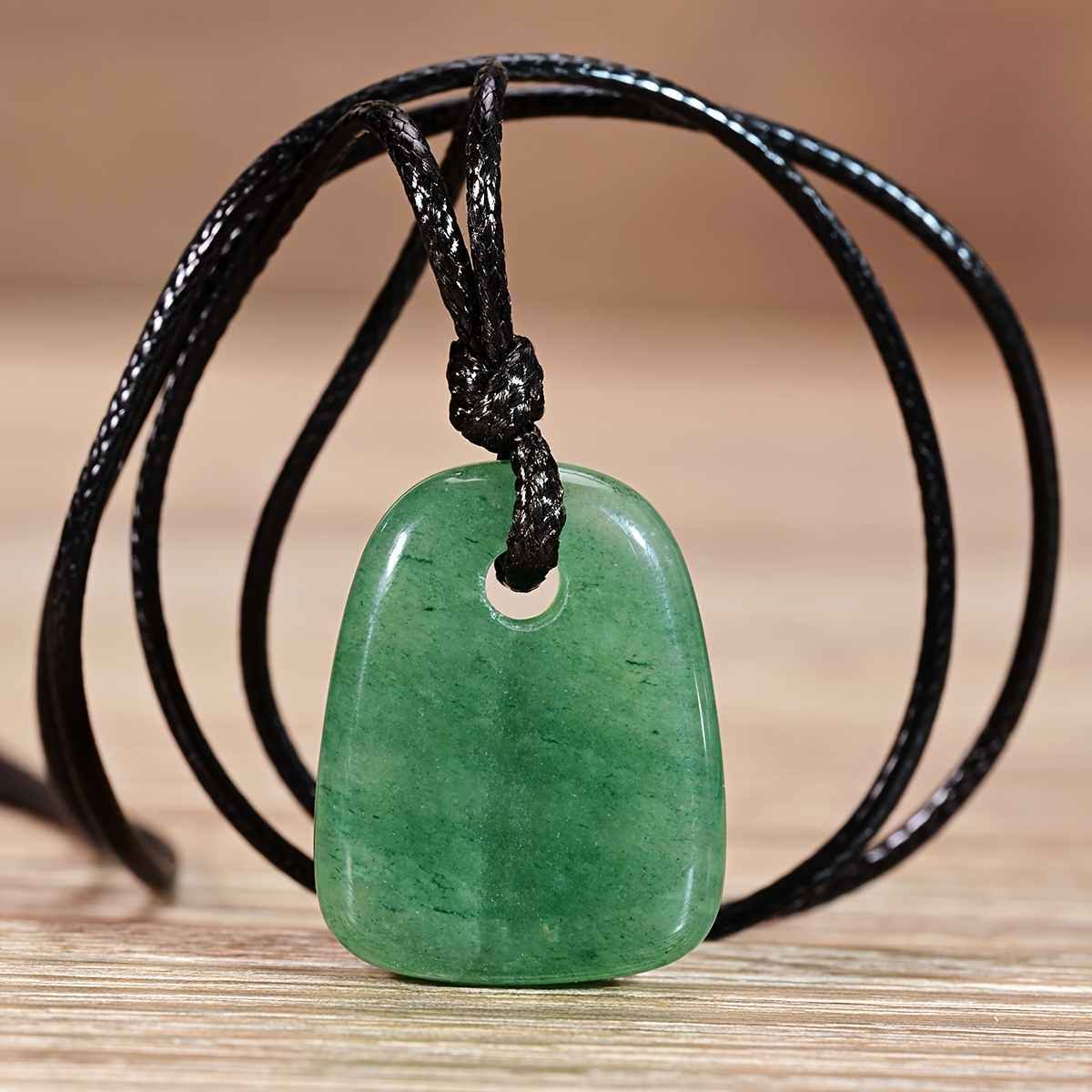 TEMU Collier pendentif en aventurine verte naturelle unisexe tricoté à de style bohème, parfait pour une tenue décontractée et de fête, de cadeau