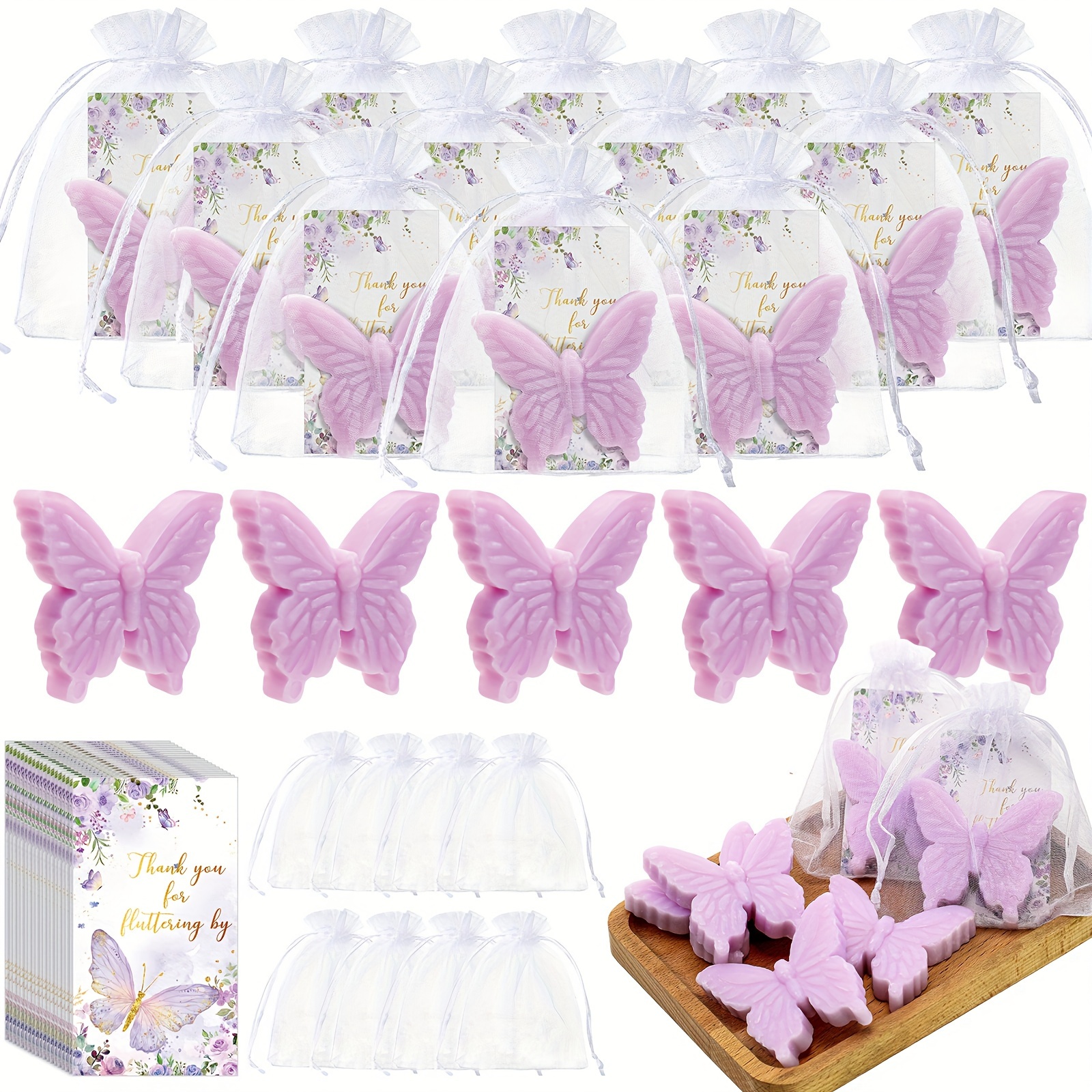 

50 Set Theme Baby Shower Favors For Guests Soap Favors With You Cards Gift Bags Gender Reveal Decorations Wedding Bridal Party Favor (purple)